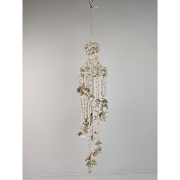 Vintage 70’s Seashell Chandelier Sea Shells Nautical Beach Boho Coast 30" - Picture 1 of 14